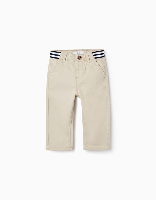 Pantalones Chino de Sarga para Bebé Niño, Beige