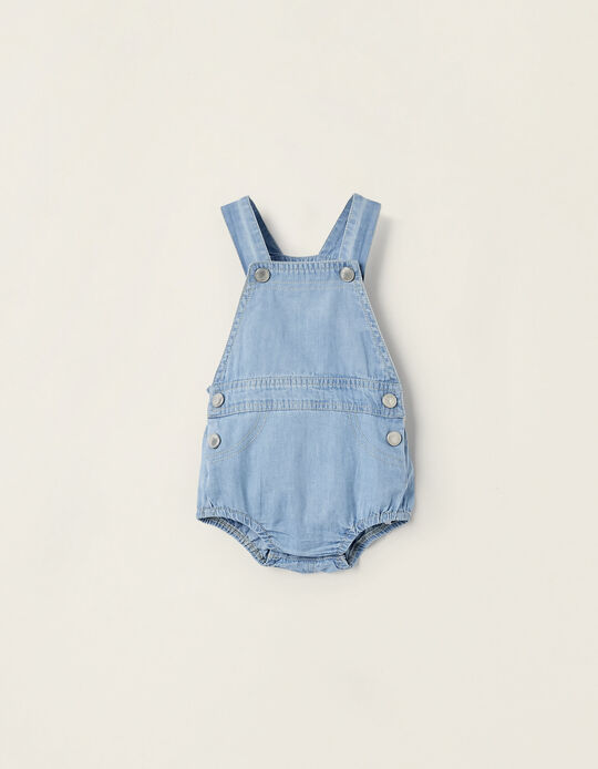 Short Cotton Denim Jumpsuit for Newborn Baby Boys, Blue