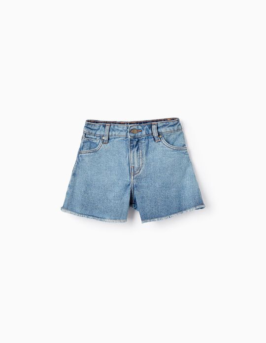 Cotton Denim Shorts for Girls, Blue