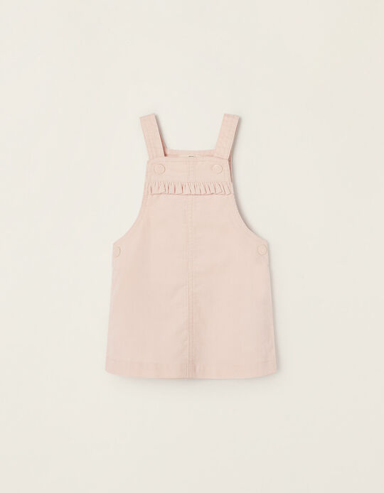 Corduroy Pinafore Dress in cotton for Newborn Baby Girls, Pink