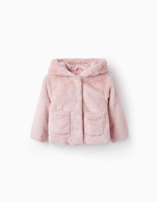 Coat with Fur for Baby Girls, Pink Light
