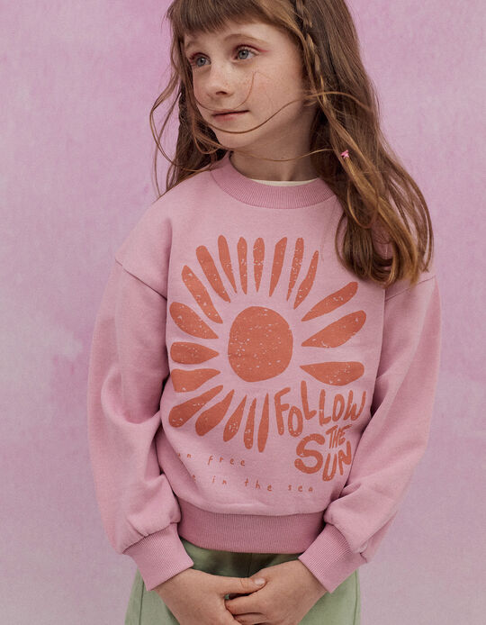 Cotton Jumper for Girls 'Follow the Sun', Pink
