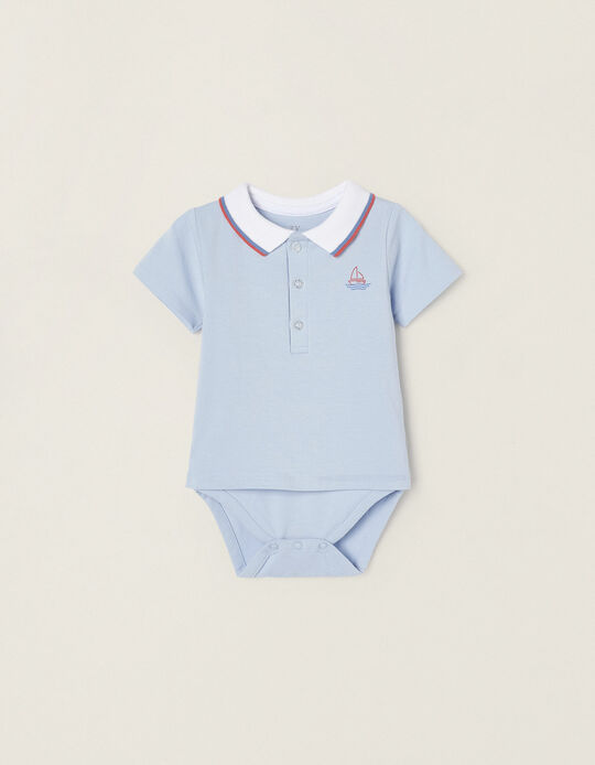 Polo-Bodysuit for Newborns, Blue