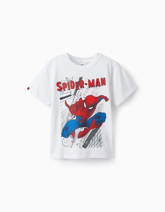 T-Shirt em Algodão para Menino 'Homem-Aranha', Branco