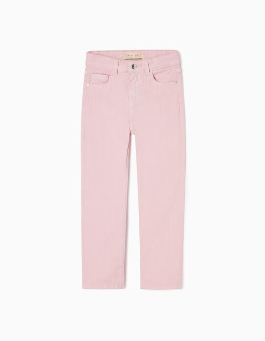 Cotton Twill Trousers for Girls 'Skinny', Pink