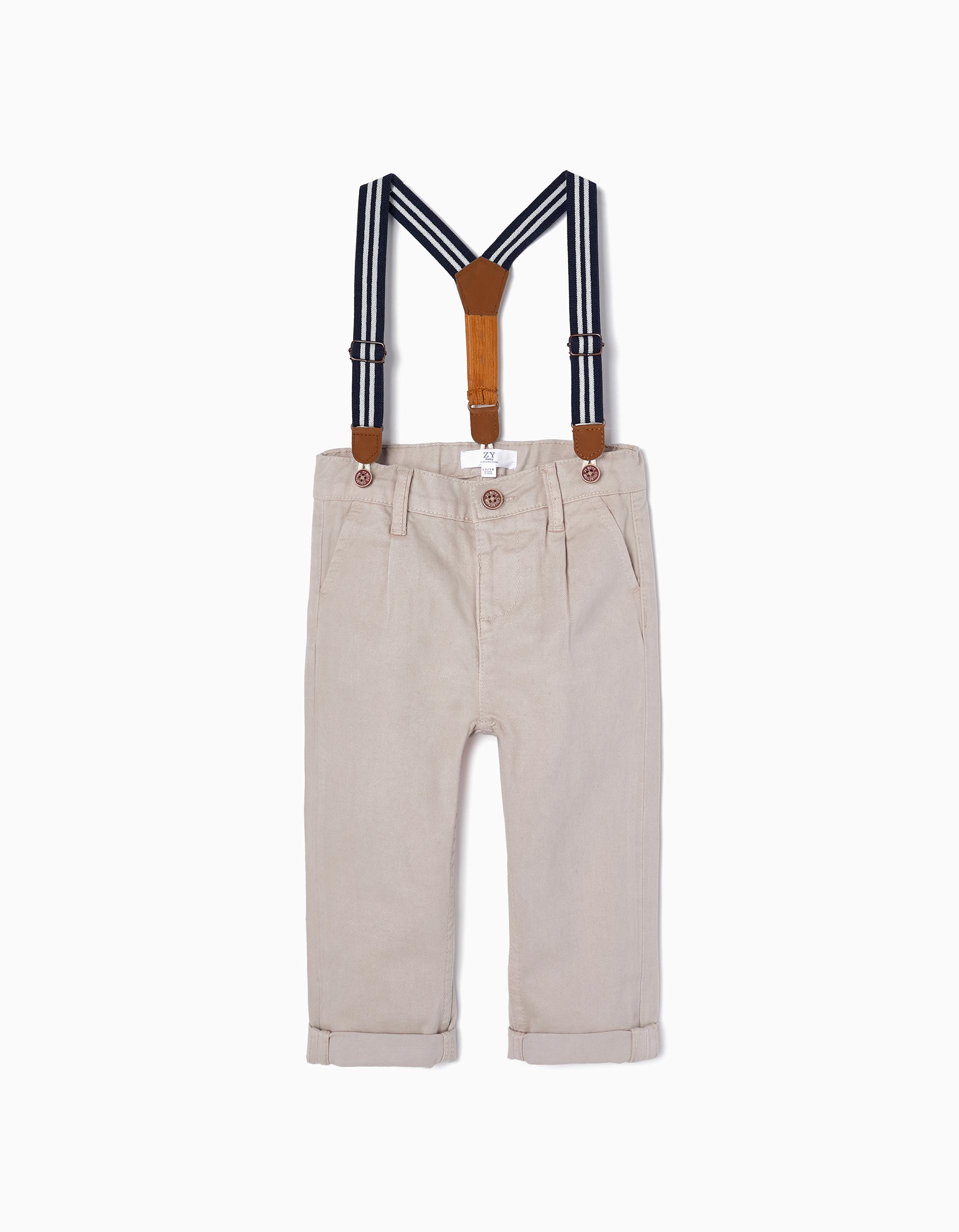 Baby blue woven trousers with braces  Newbiecom