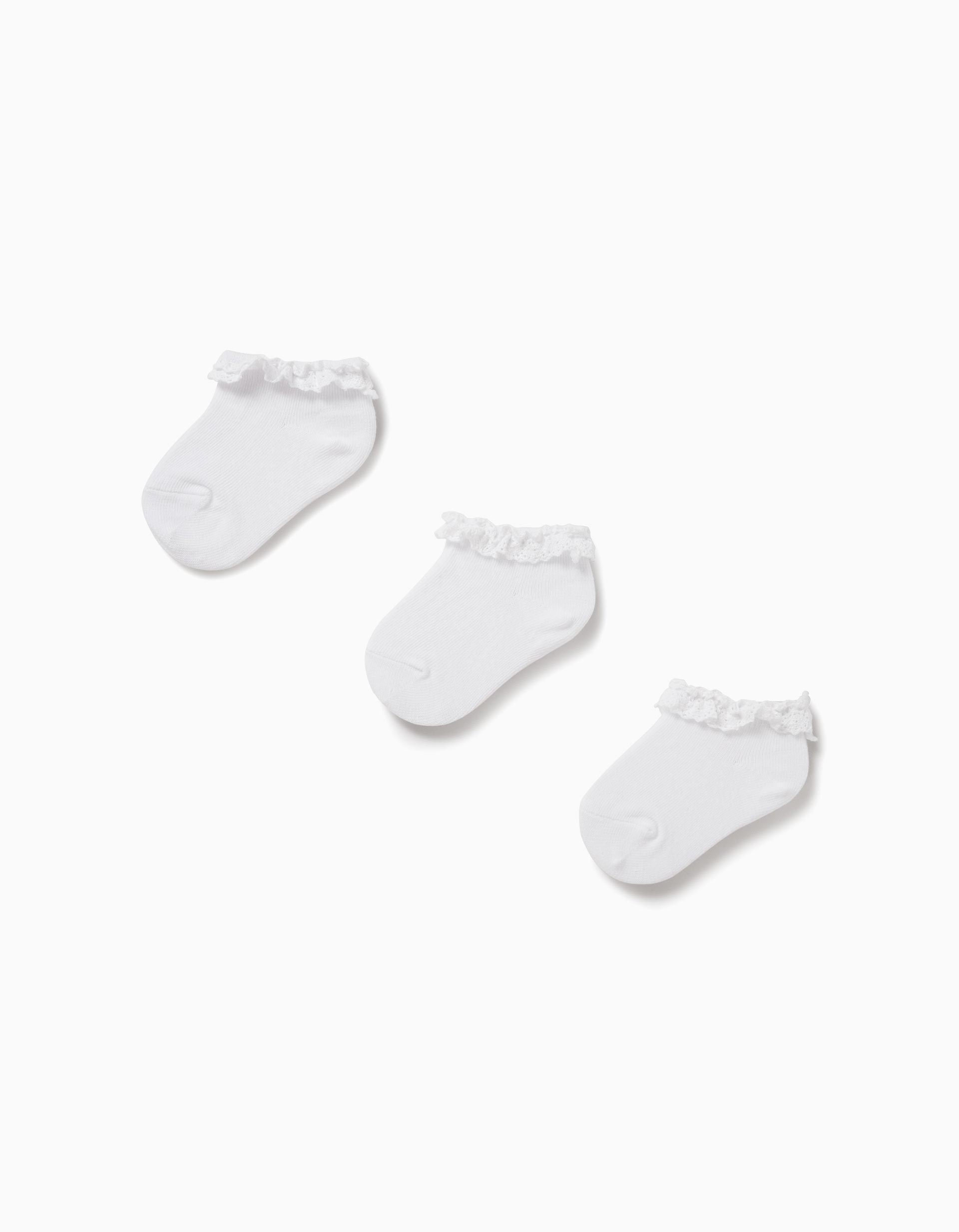 3 Paires De Socquettes Avec Dentelle Bebe Fille Blanc Zippy Online