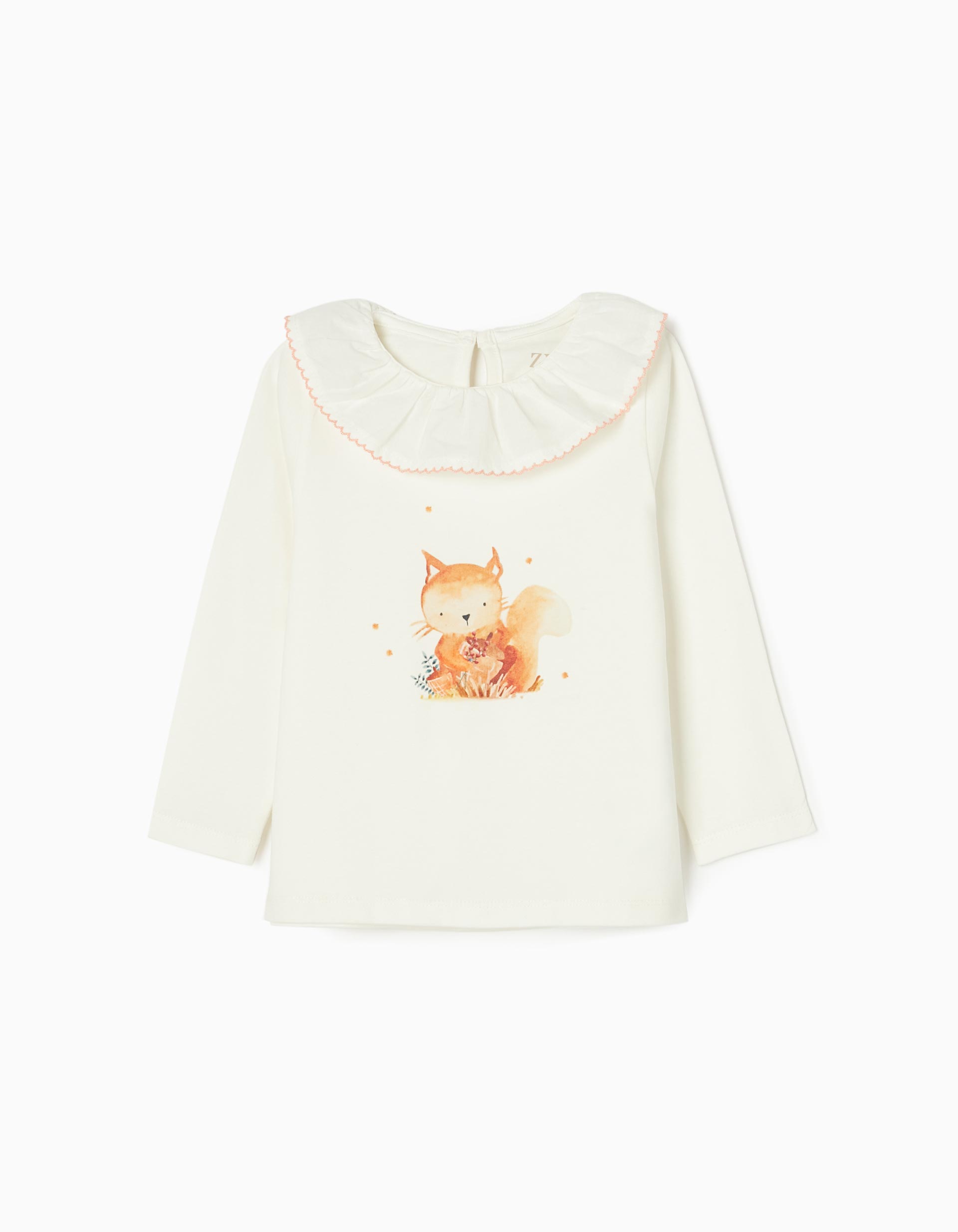 Long-Sleeve Cotton T-shirt for Baby Girls 'Forest', White | Zippy Online